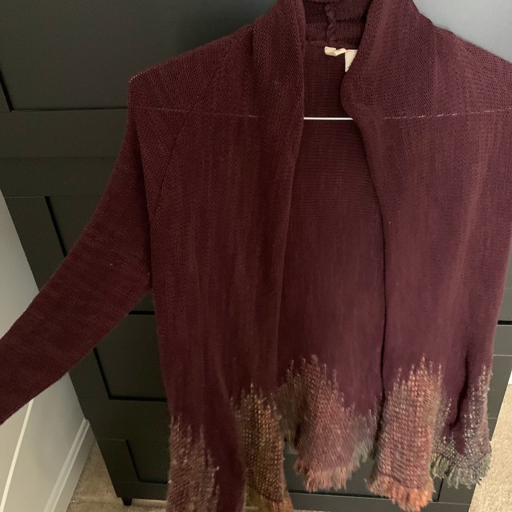 Anthropologie Multicolor/Burgundy Knit Cardigan